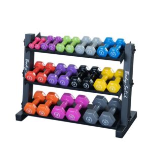 Alternative view of Body-Solid 3-Tier Vinyl and Neoprene Dumbbell Rack GDR34B