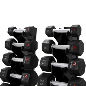 Alternative view of TKO 10-Pair Tri-Grip Urethane Hex Dumbbell Set with Rack