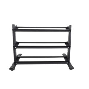 Alternative view of TKO 5-50lb Tri-Grip Rubber Hex Set with 3-Tier Rail Rack