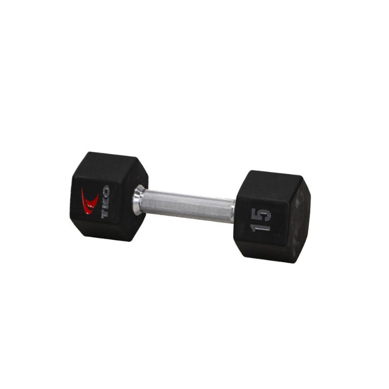 TKO 5-50lb Tri-Grip Urethane Hex Dumbbell Set with 3-Tier Rail Rack - Image 4