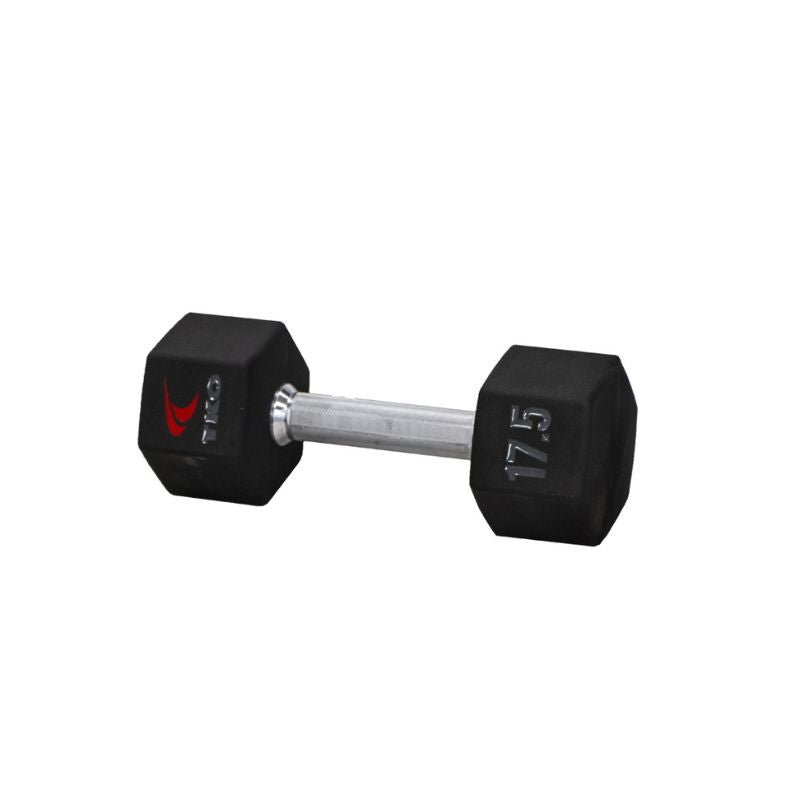 TKO 5-50lb Tri-Grip Urethane Hex Dumbbell Set with 3-Tier Rail Rack - Image 5