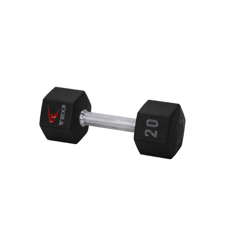 TKO 5-50lb Tri-Grip Urethane Hex Dumbbell Set with 3-Tier Rail Rack - Image 6