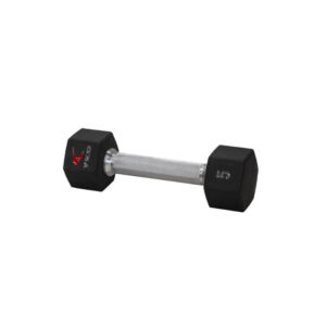 TKO 5-50lb Tri-Grip Urethane Hex Dumbbell Set with 3-Tier Rail Rack