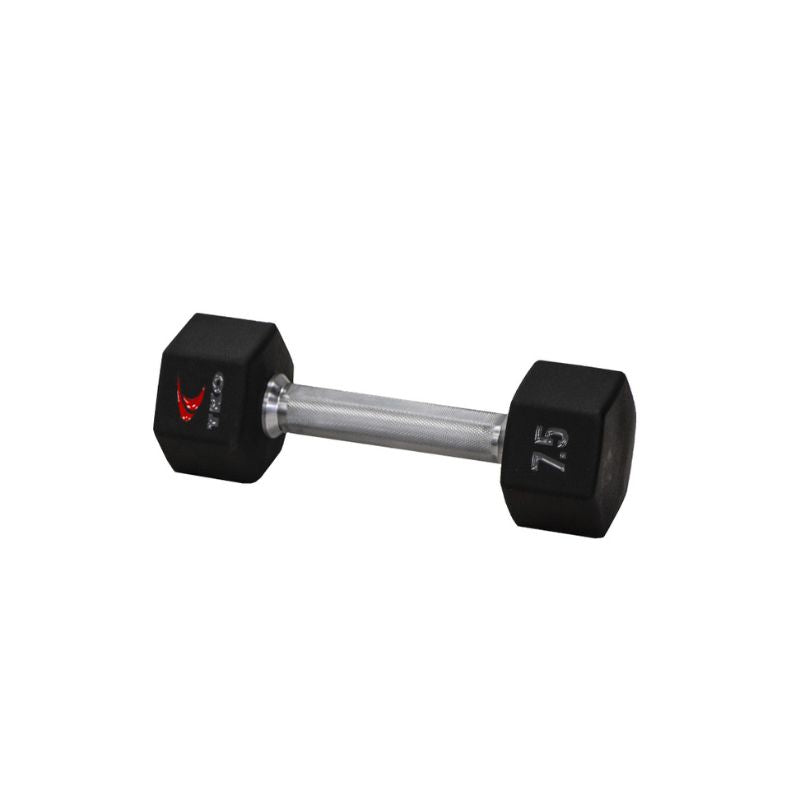 TKO 5-50lb Tri-Grip Urethane Hex Dumbbell Set with 3-Tier Rail Rack - Image 2